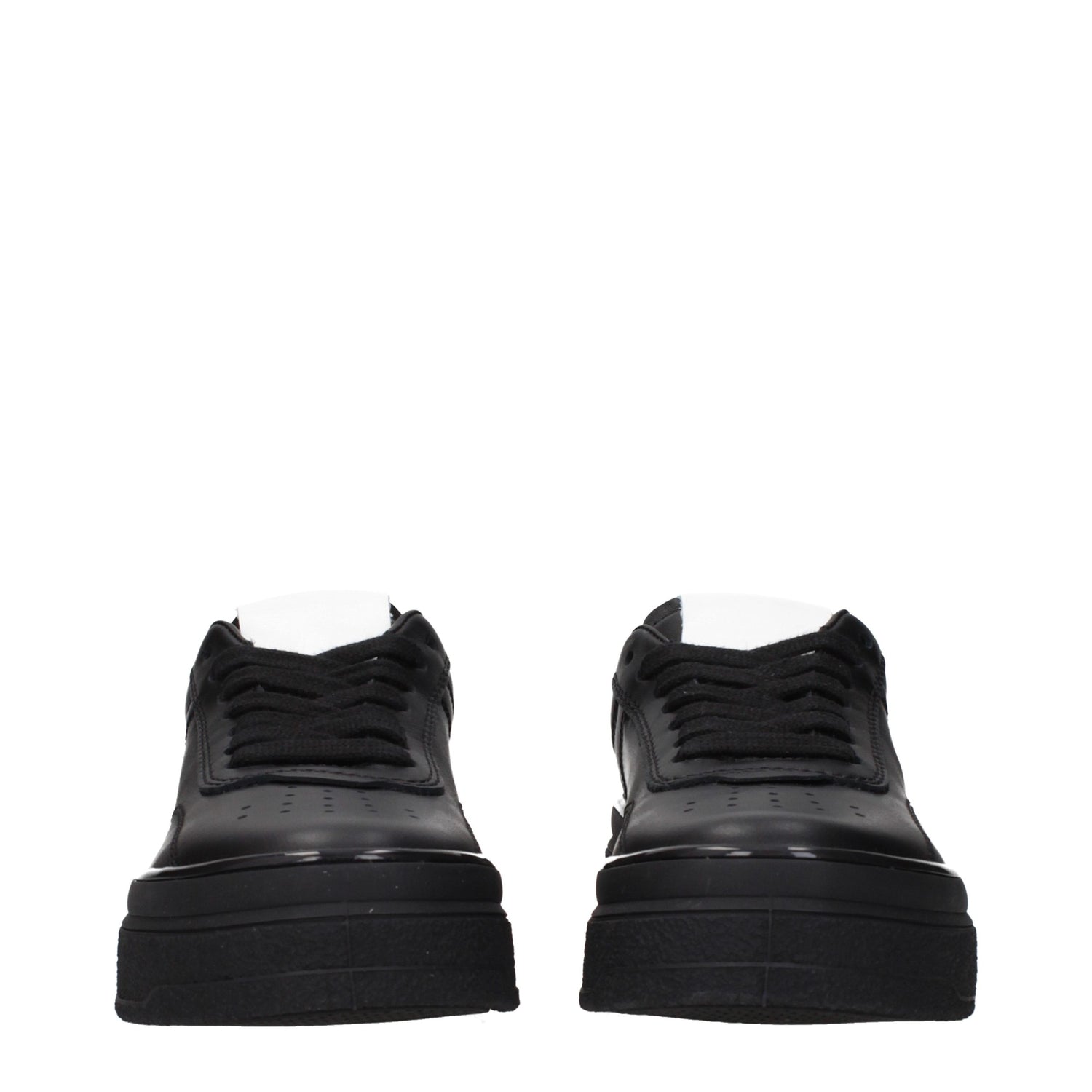 Black Leather Platform Sneakers