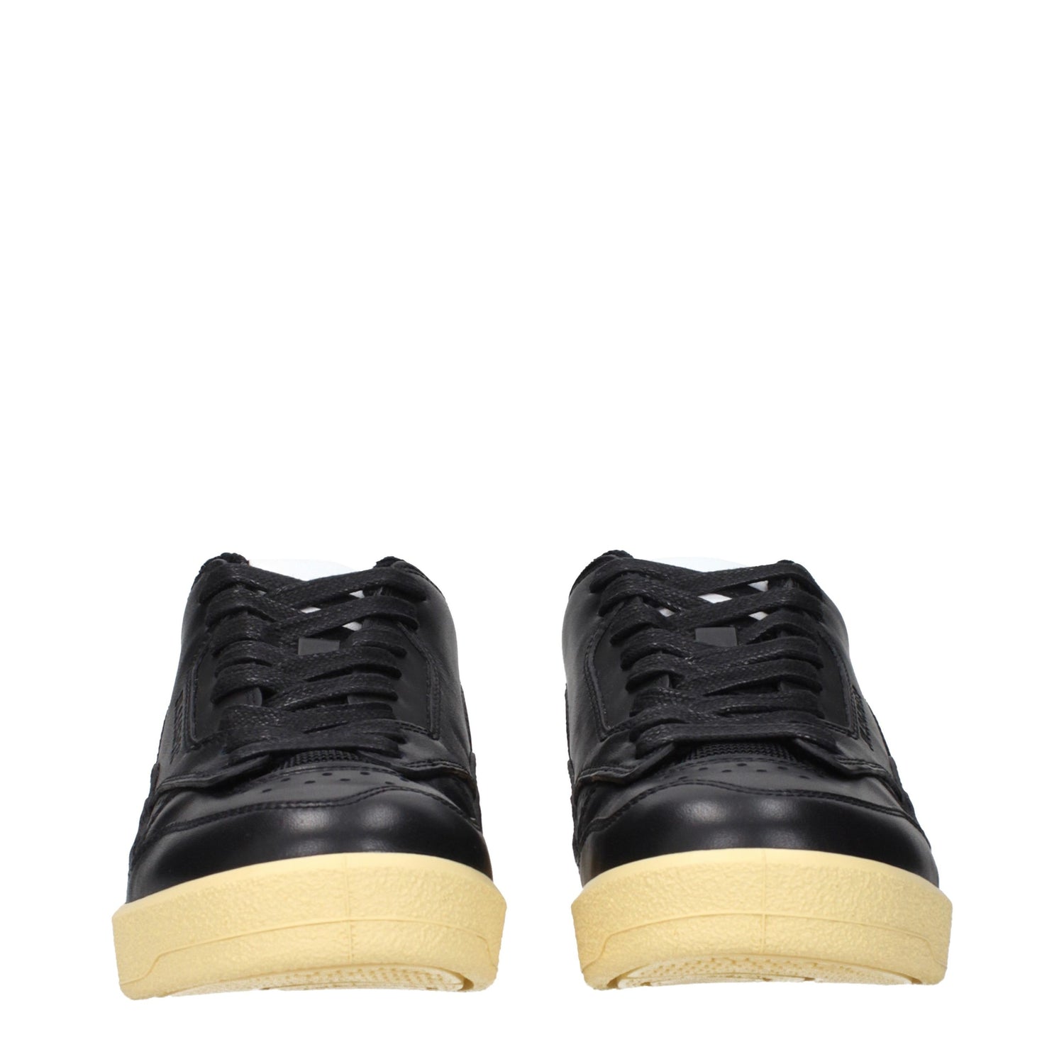 Black Leather Low Top Sneakers