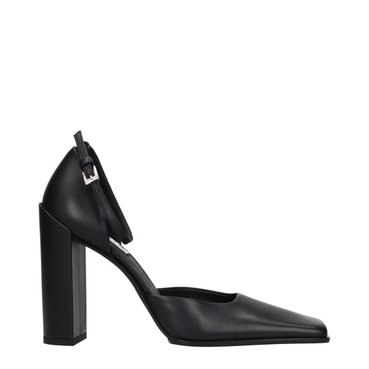 Black Leather High Heel Pumps