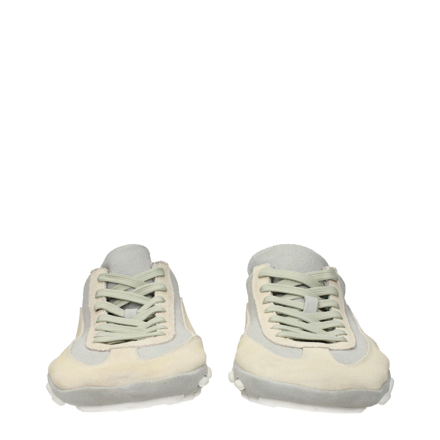 Beige Leather Low Top Sneakers