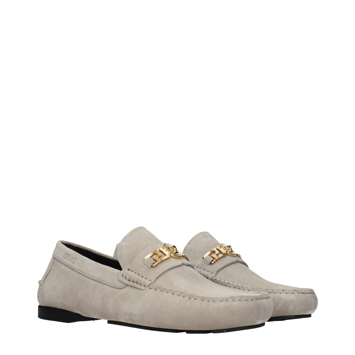Gray Leather Slip-On Loafers
