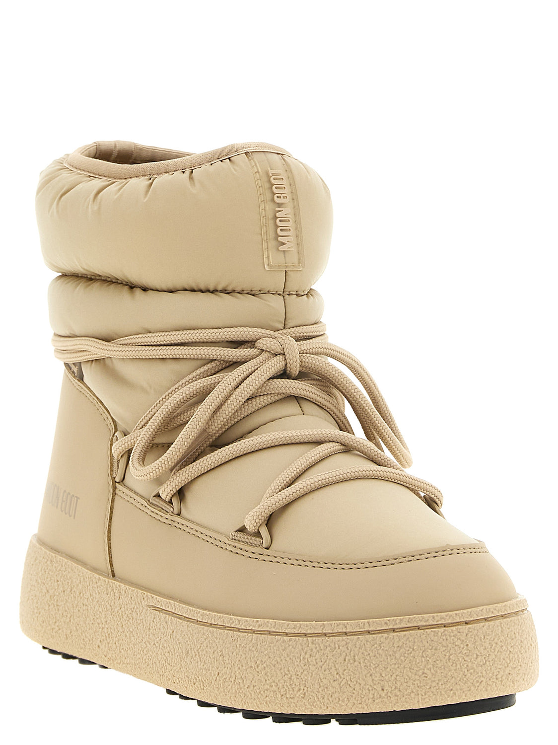 Beige Polyamide Flat Boots
