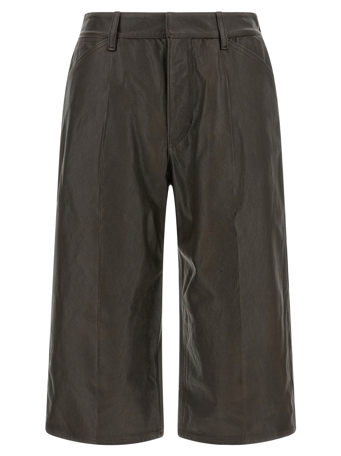 Brown Calfskin Bermuda Shorts