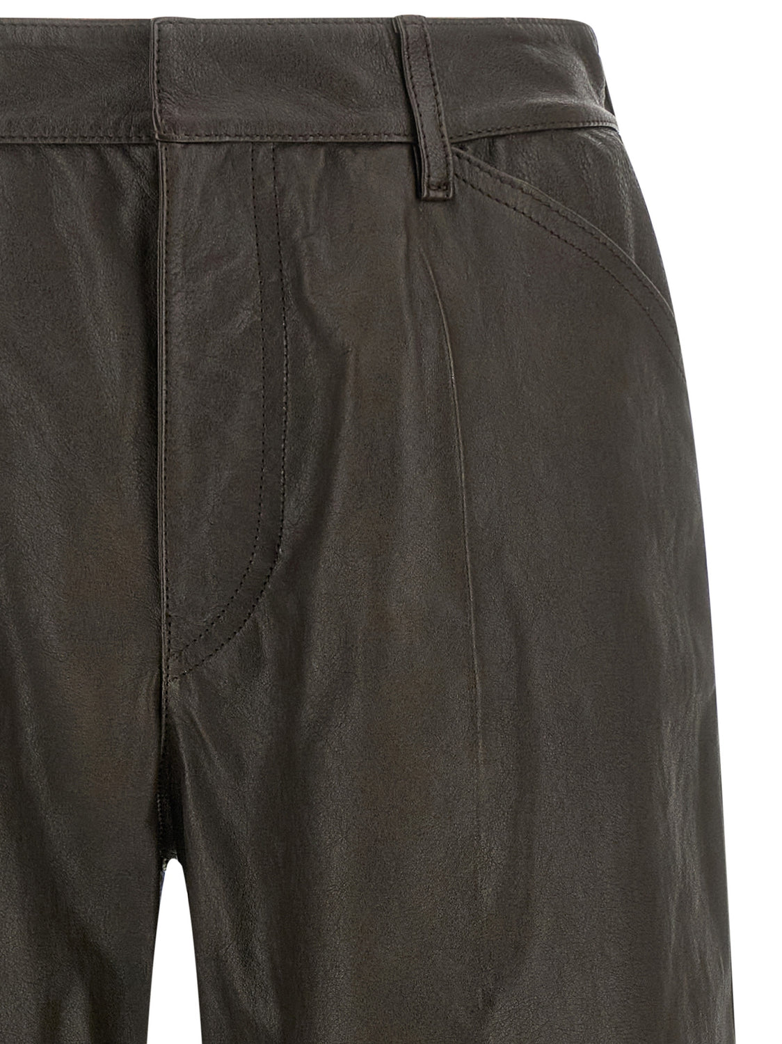 Brown Calfskin Bermuda Shorts