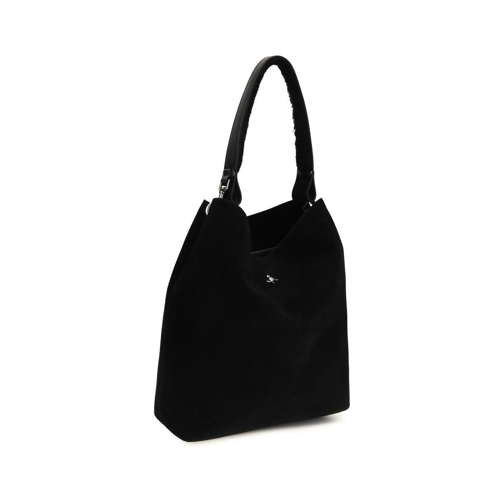 Black Suede Leather Shoulder Bag
