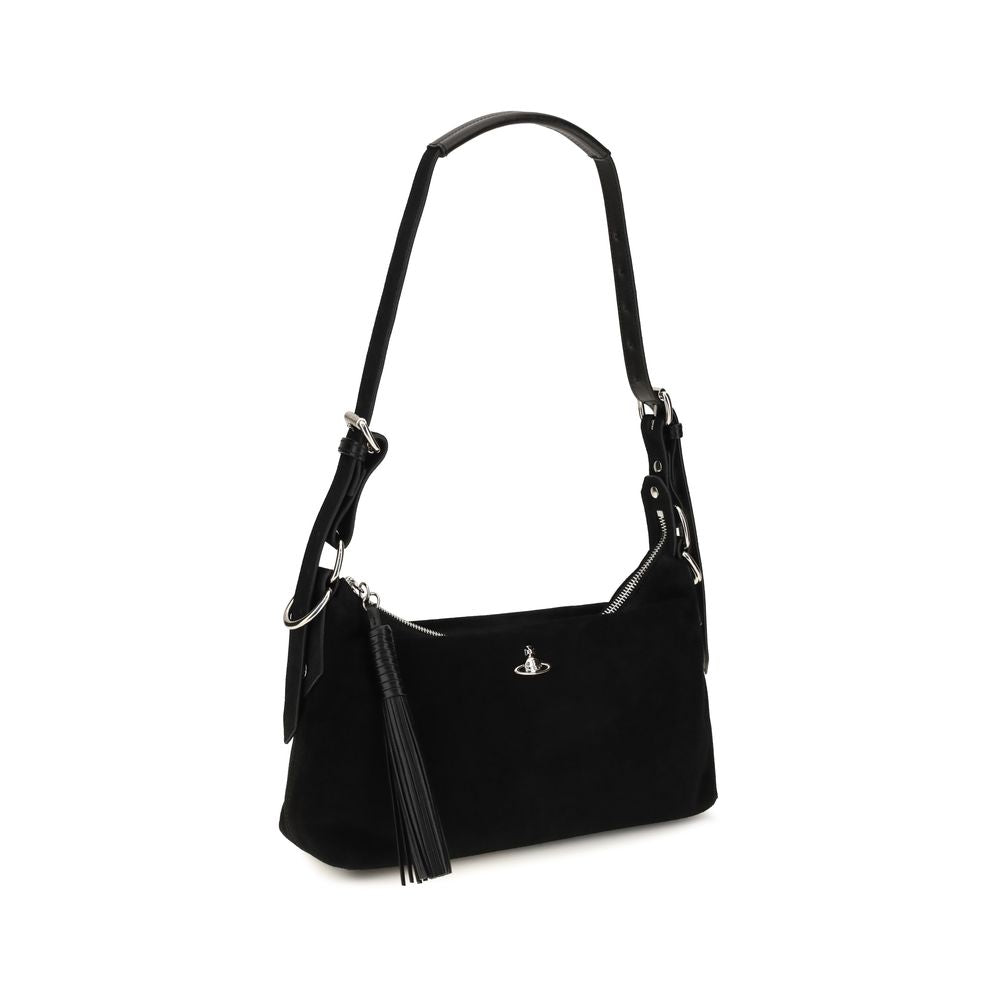 Black Suede Leather Shoulder Bag