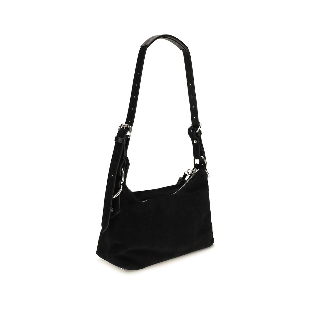 Black Suede Leather Shoulder Bag