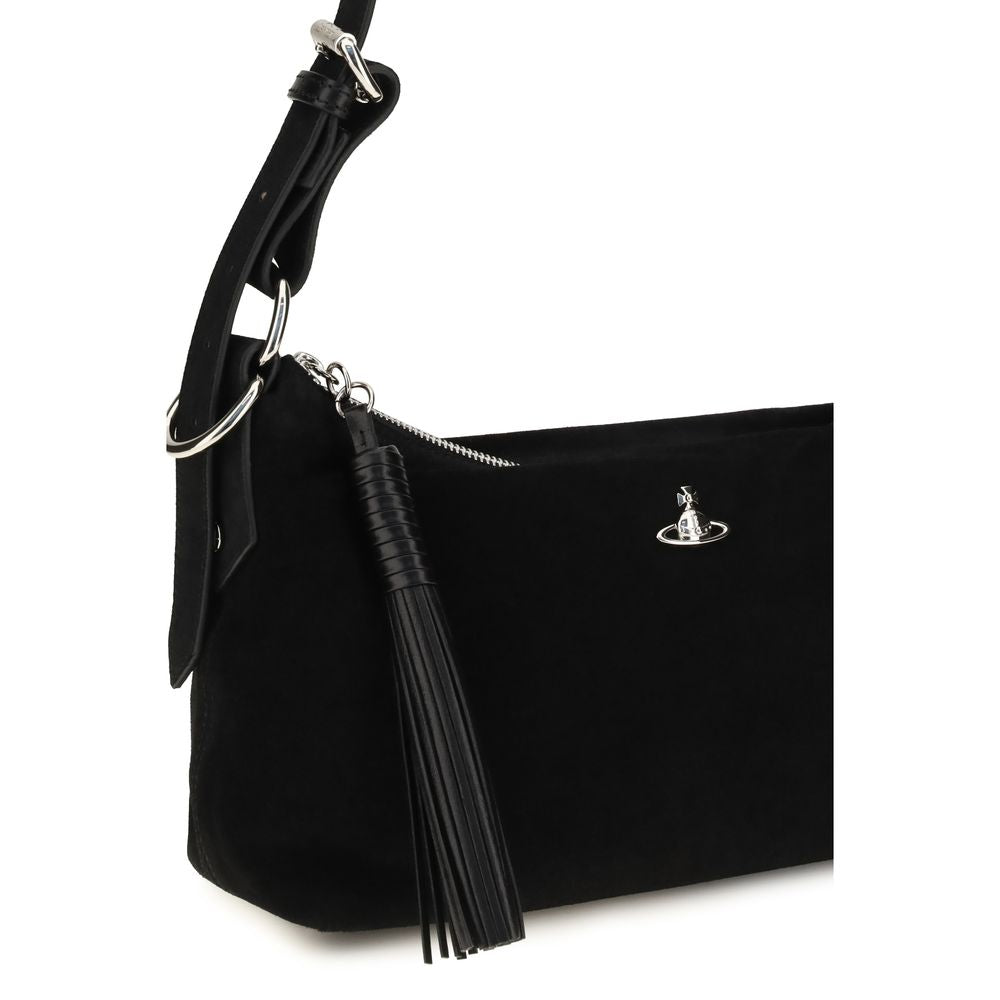 Black Suede Leather Shoulder Bag