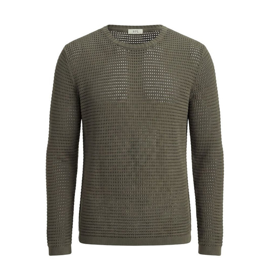 Green Cotton Men Sweater