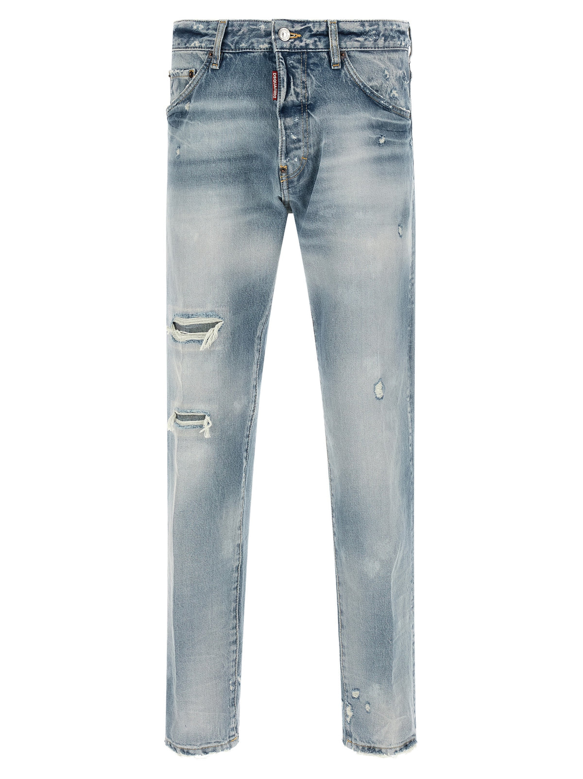 Blue Cotton Tapered Jeans