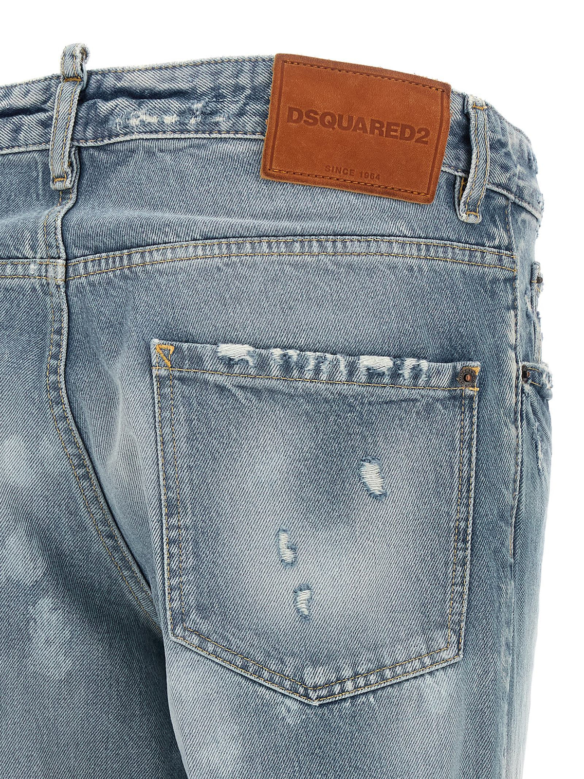 Blue Cotton Tapered Jeans