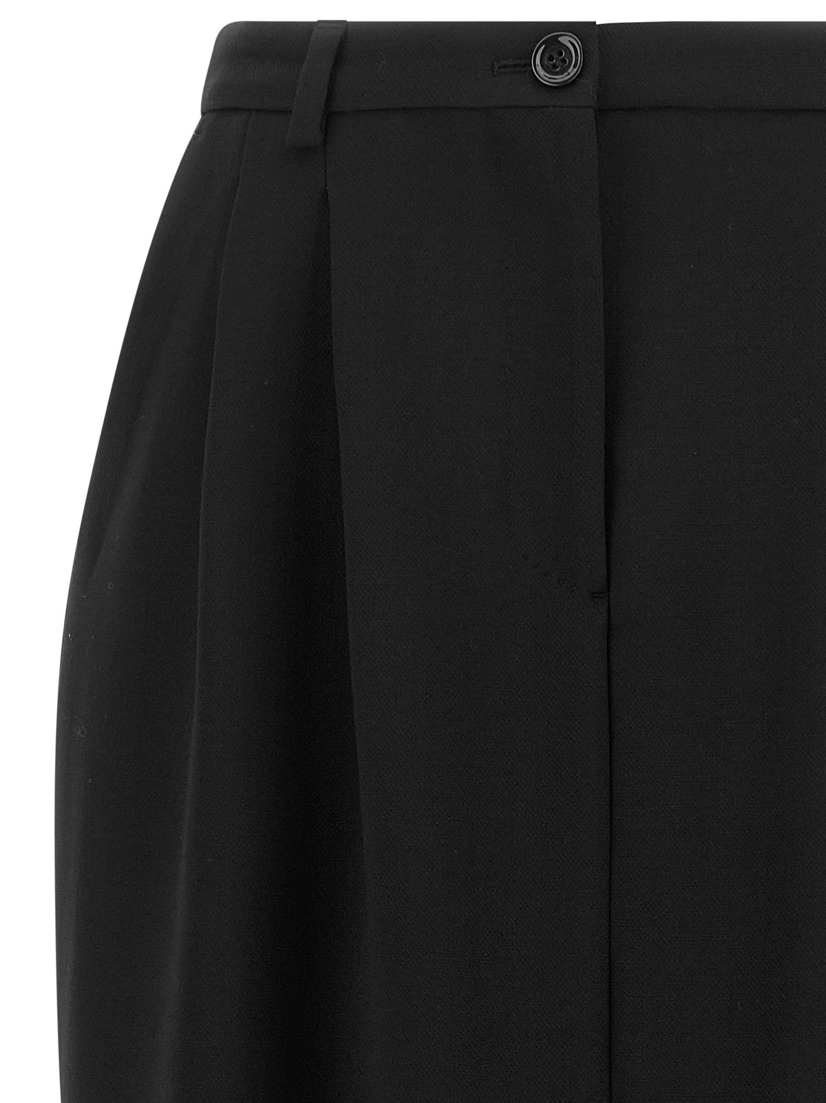 Black Virgin Wool Midi Skirt