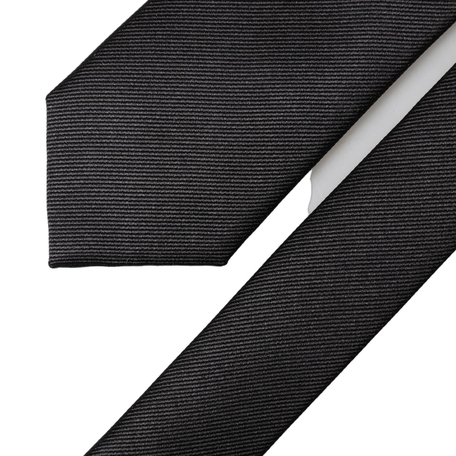 Black Solid 100% Silk Adjustable Men Tied Necktie Tie