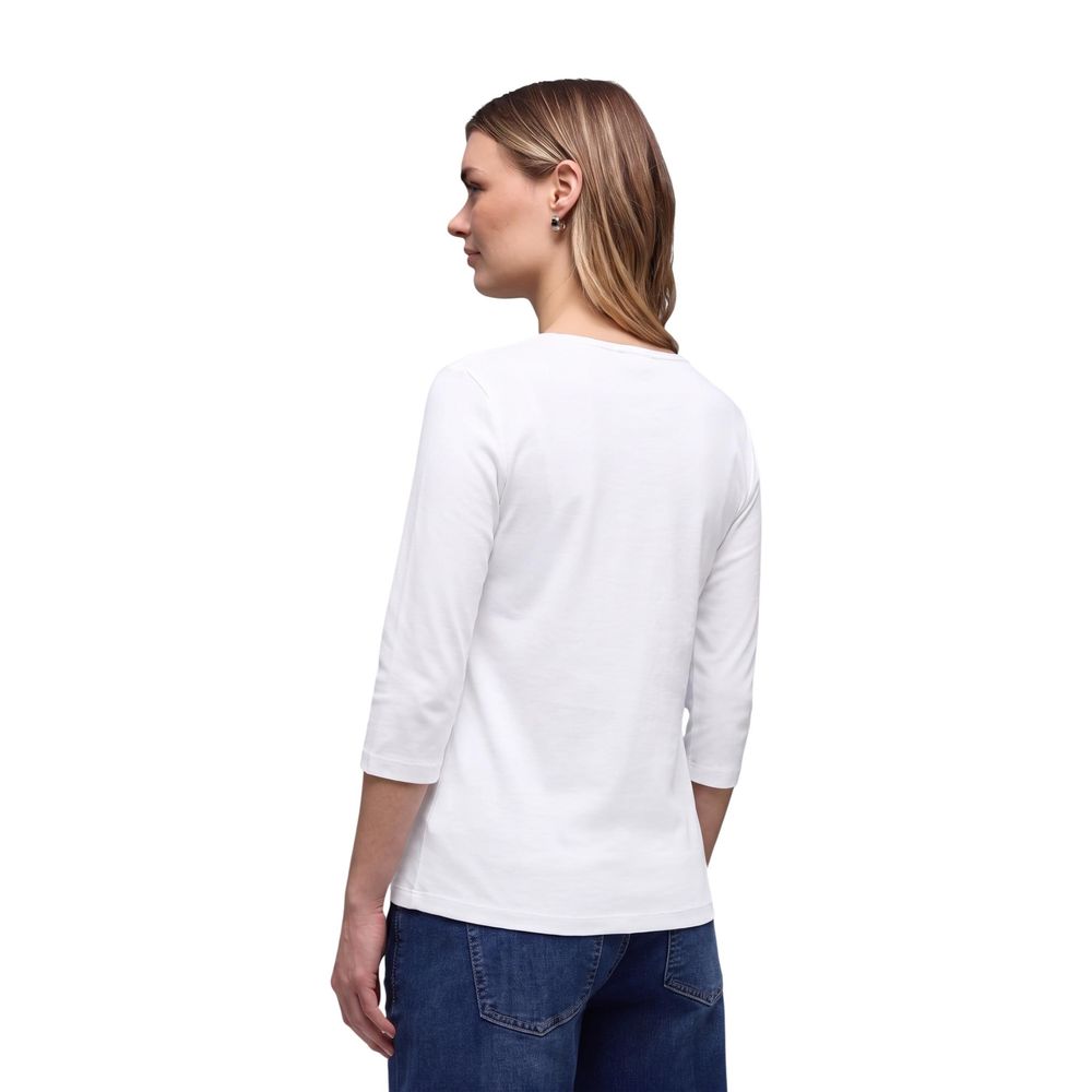 White Cotton Long Sleeve T-Shirt