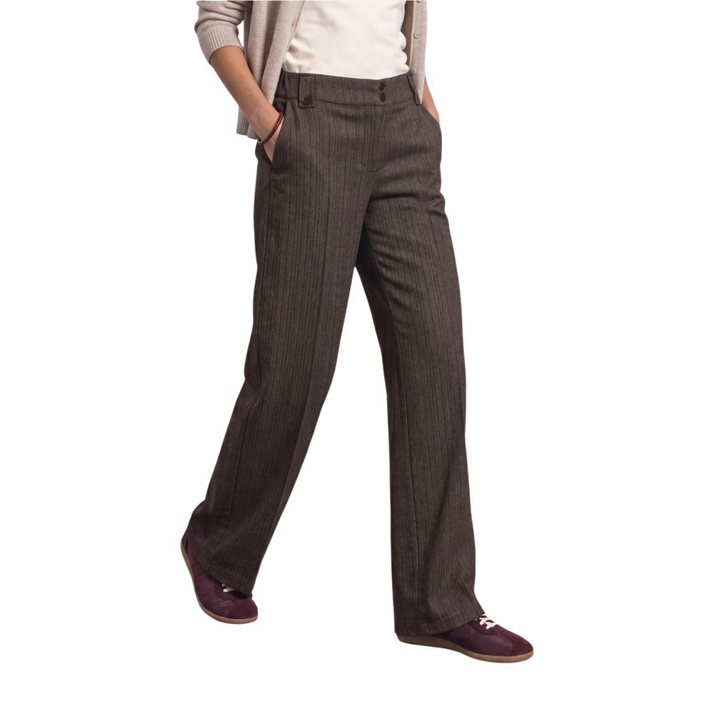 Brown Polyester Casual Pants