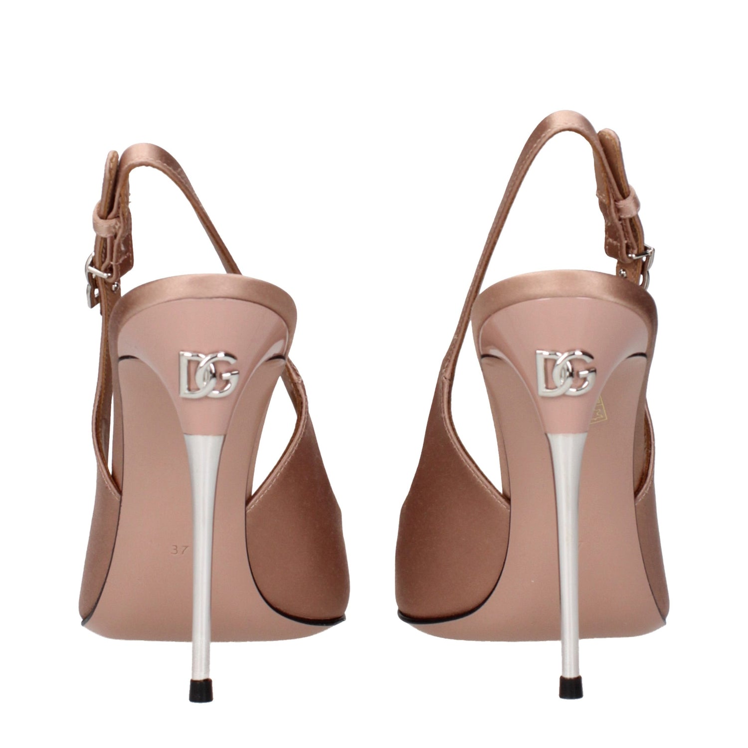 Beige Satin High Heel Pumps