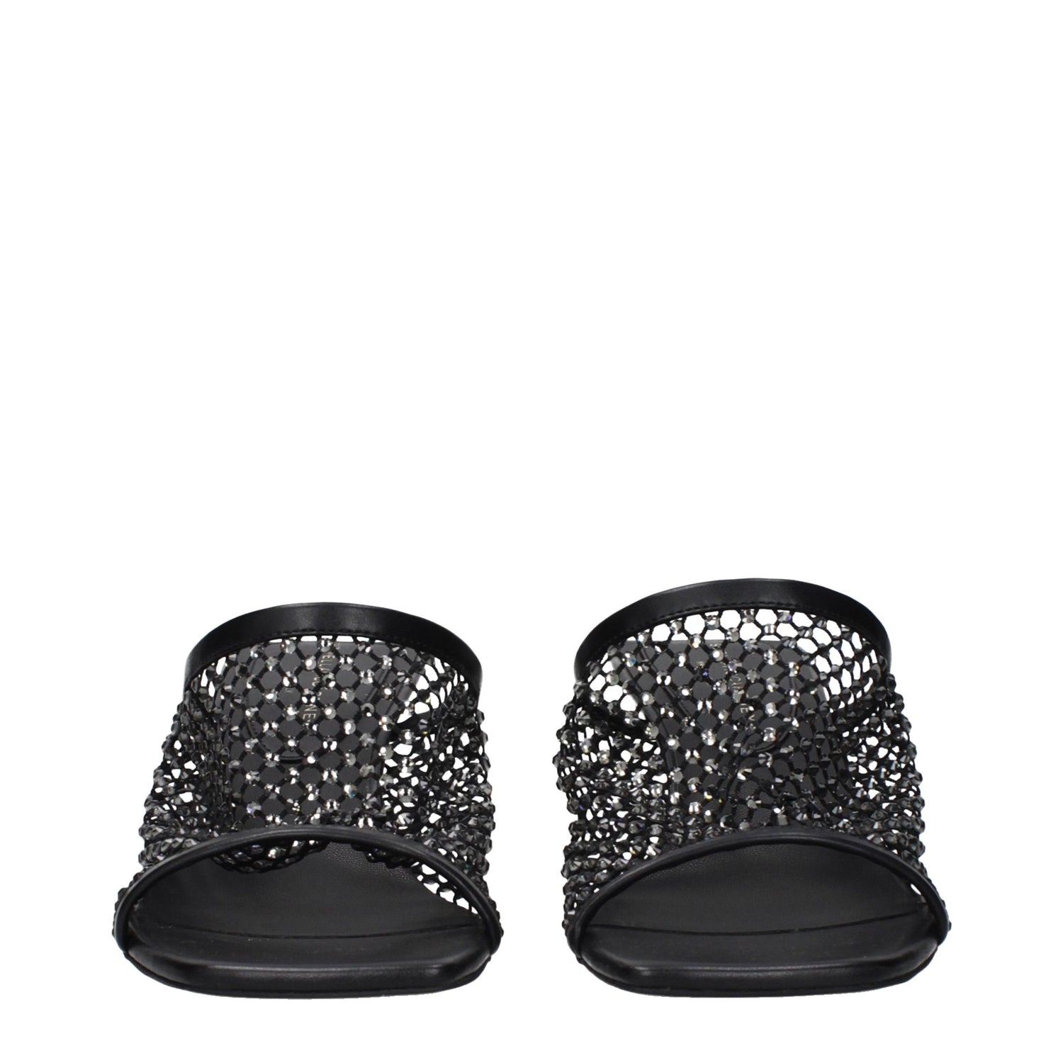 Black Leather Stiletto Heel Sandals