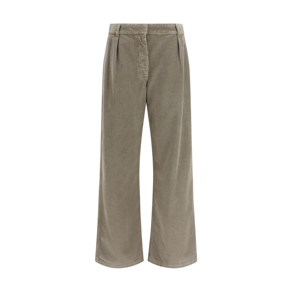 Gray Cotton Casual Pants