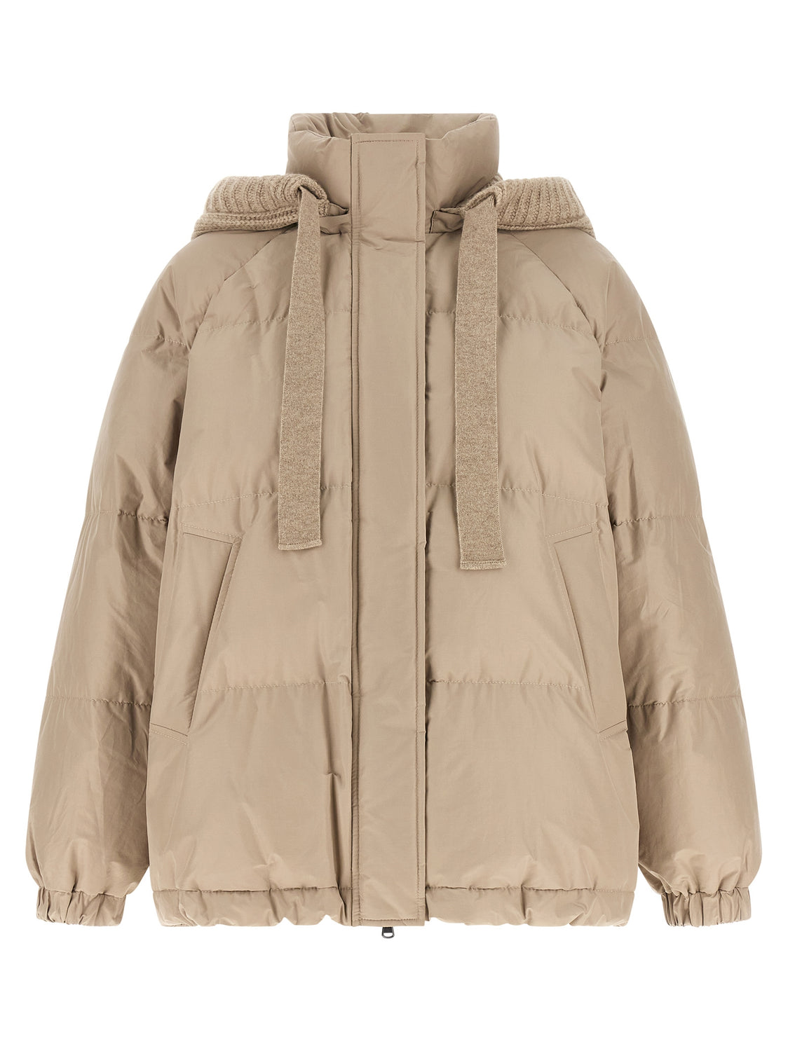 Beige Cotton Full-Length Jacket
