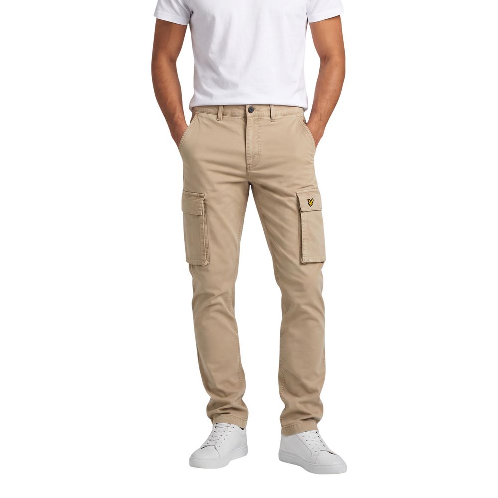 Beige Cotton Cargo Pants