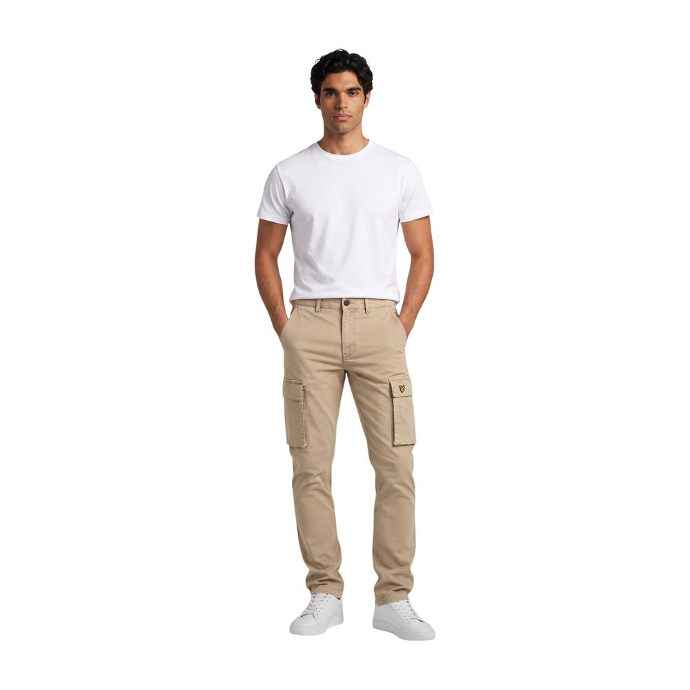 Beige Cotton Cargo Pants