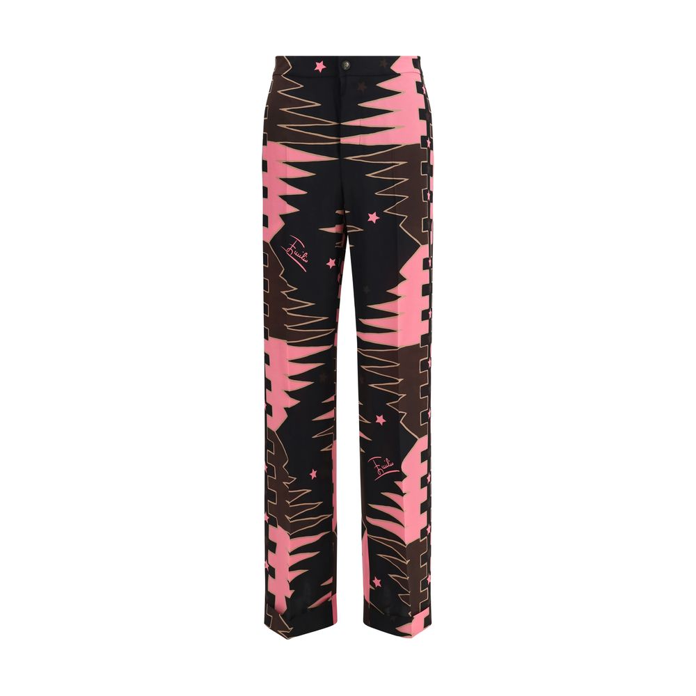 Multicolor Silk Casual Pants