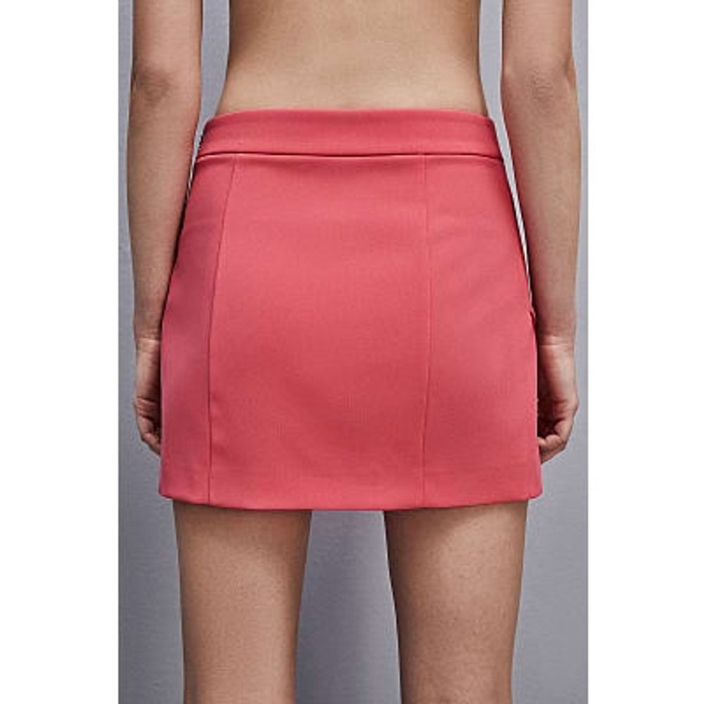 Pink Polyester Mini Skirt