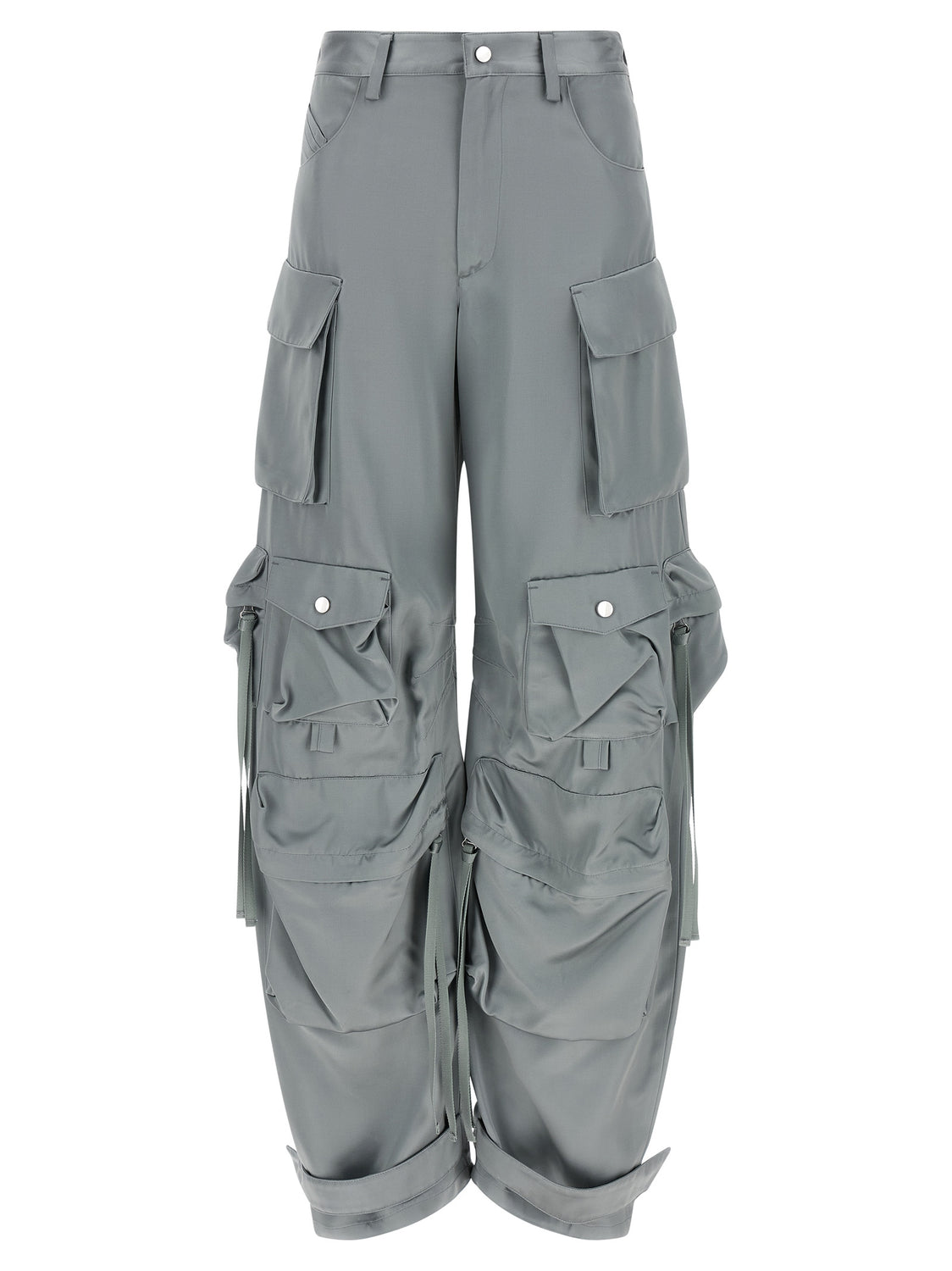 Gray Viscose Cargo Pants