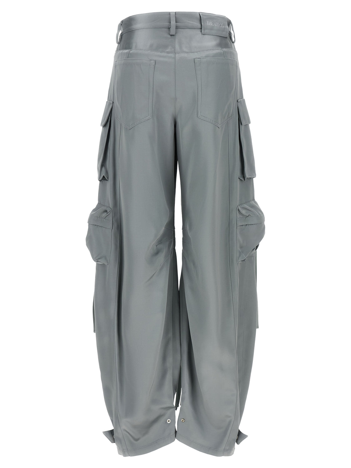 Gray Viscose Cargo Pants