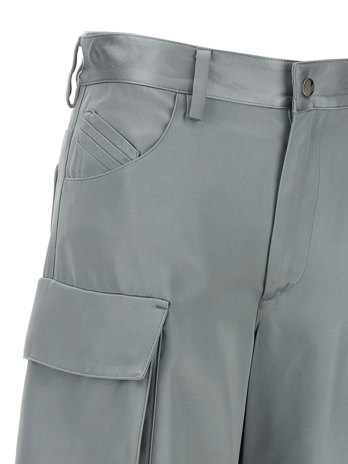 Gray Viscose Cargo Pants