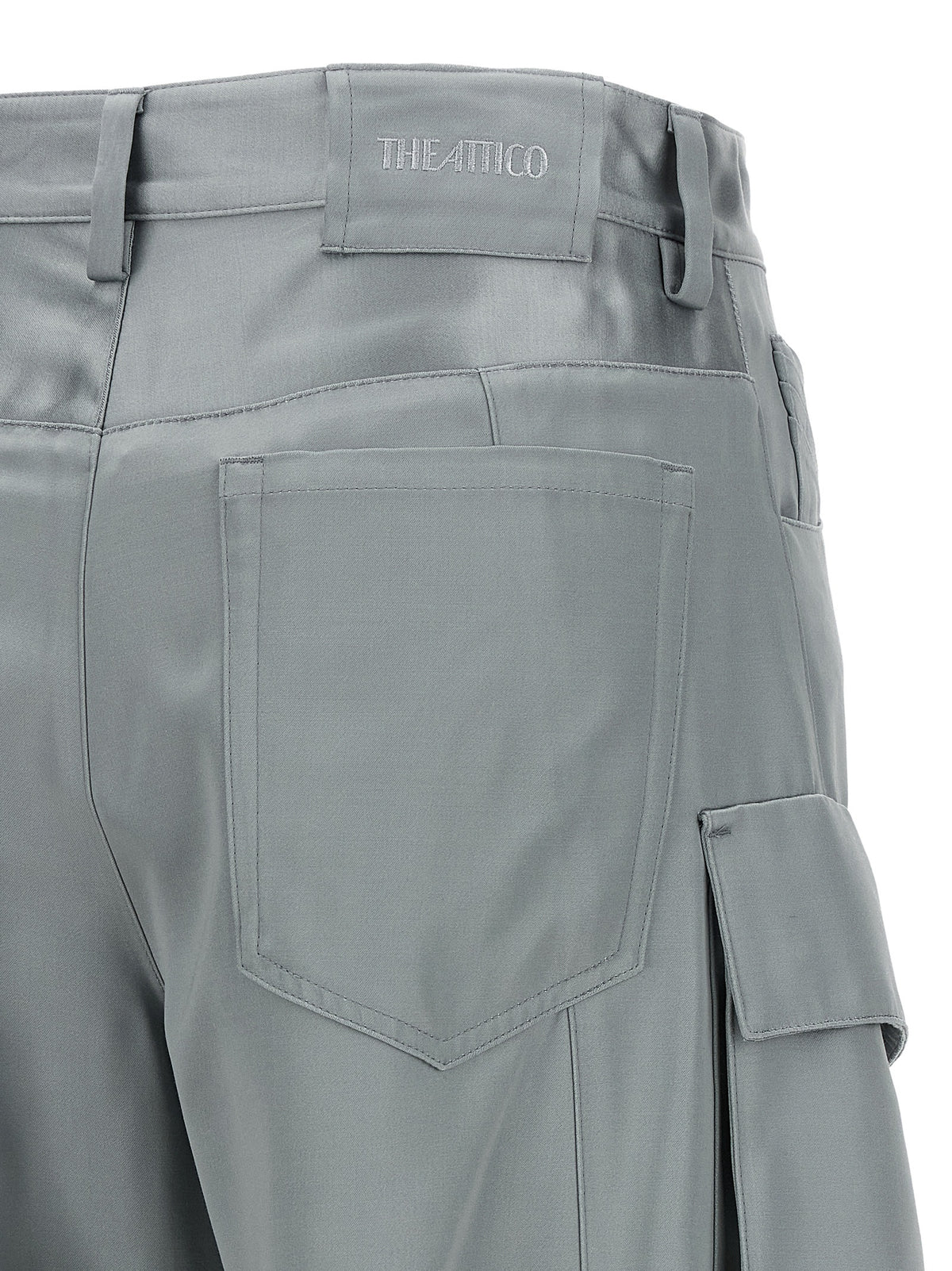 Gray Viscose Cargo Pants
