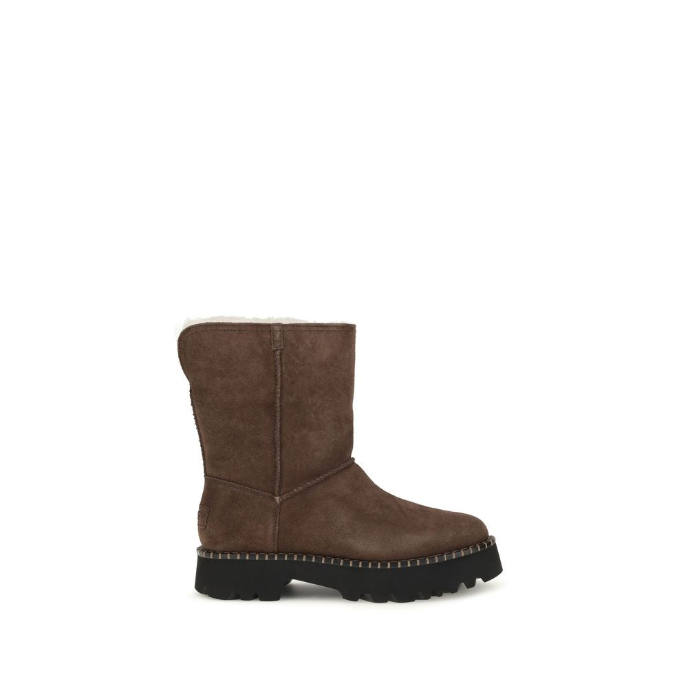 Brown Suede Leather Flat Boots