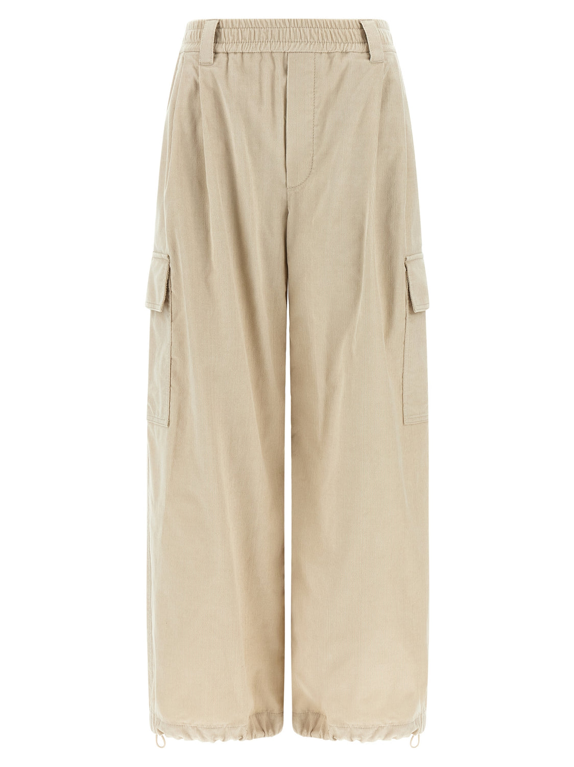 Beige Cotton Cargo Pants