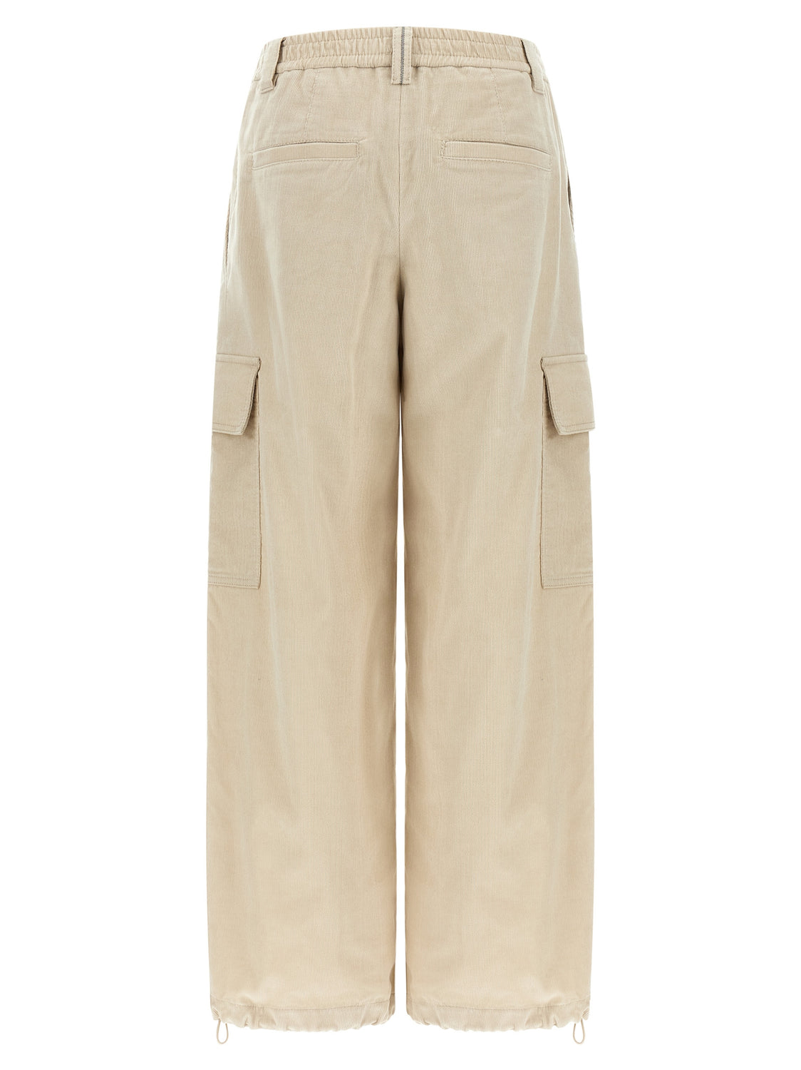 Beige Cotton Cargo Pants