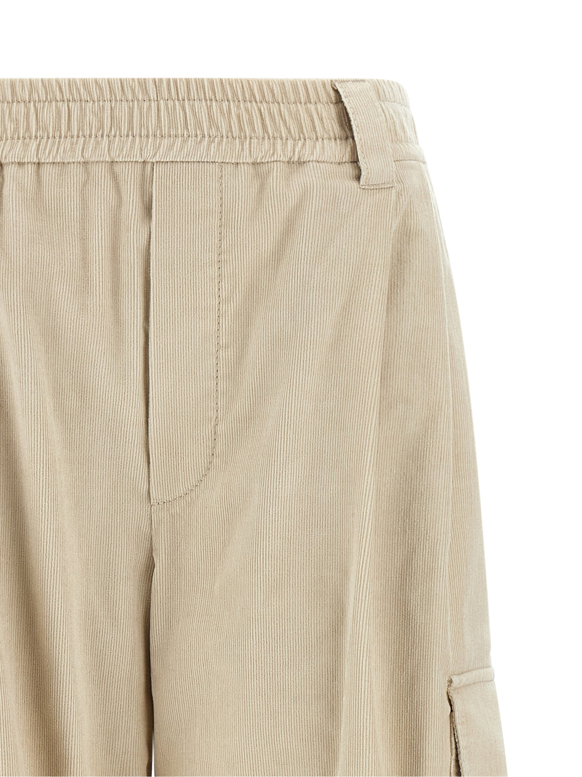 Beige Cotton Cargo Pants
