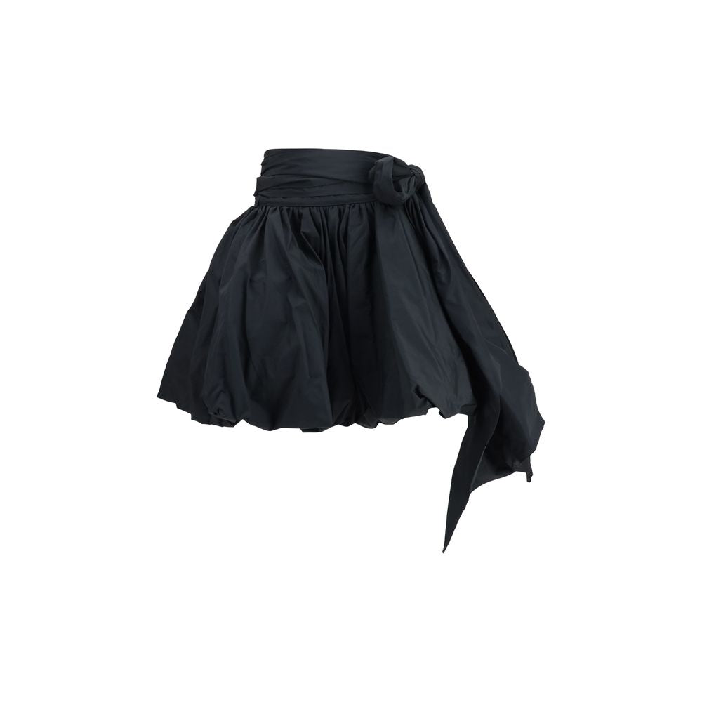 Black Polyester Midi Skirt