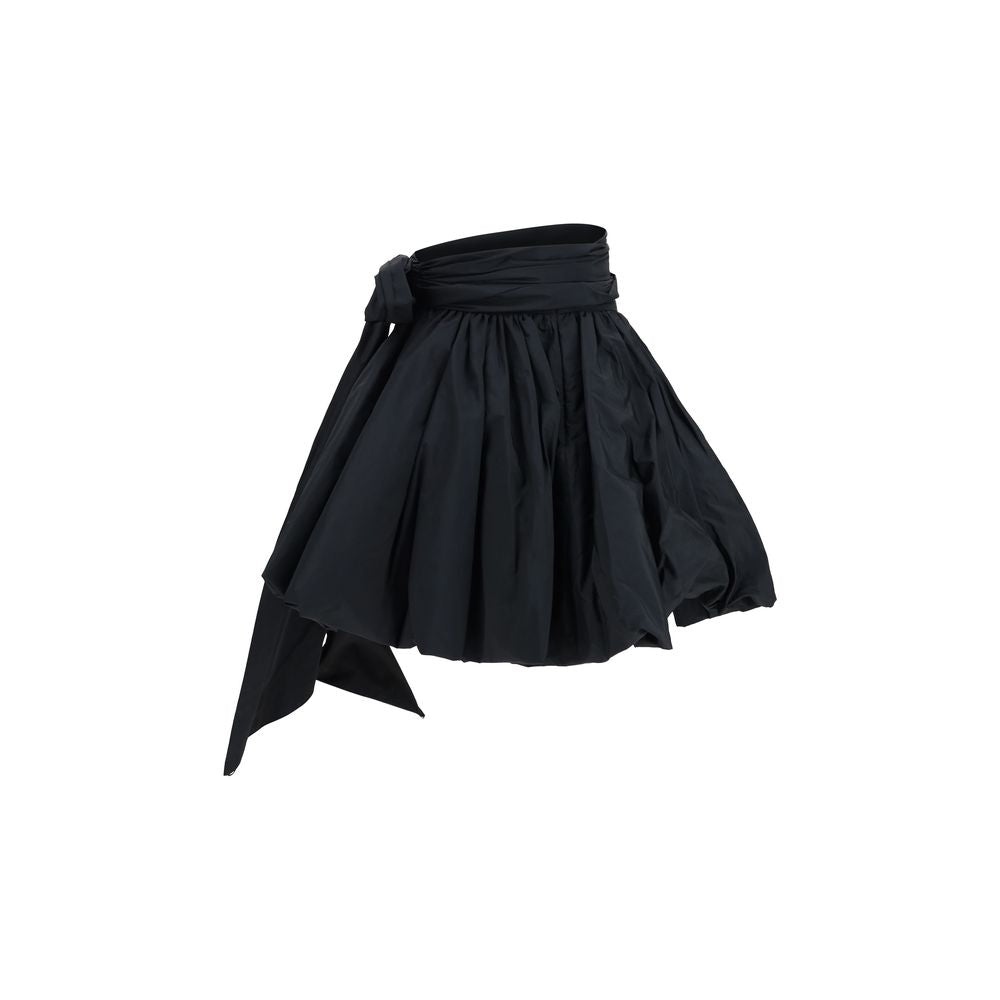 Black Polyester Midi Skirt