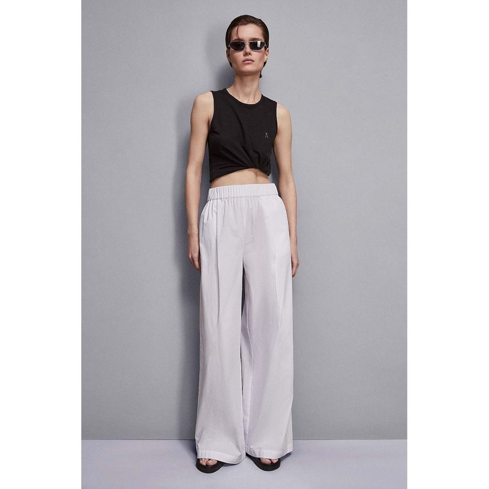 White Cotton Casual Pants