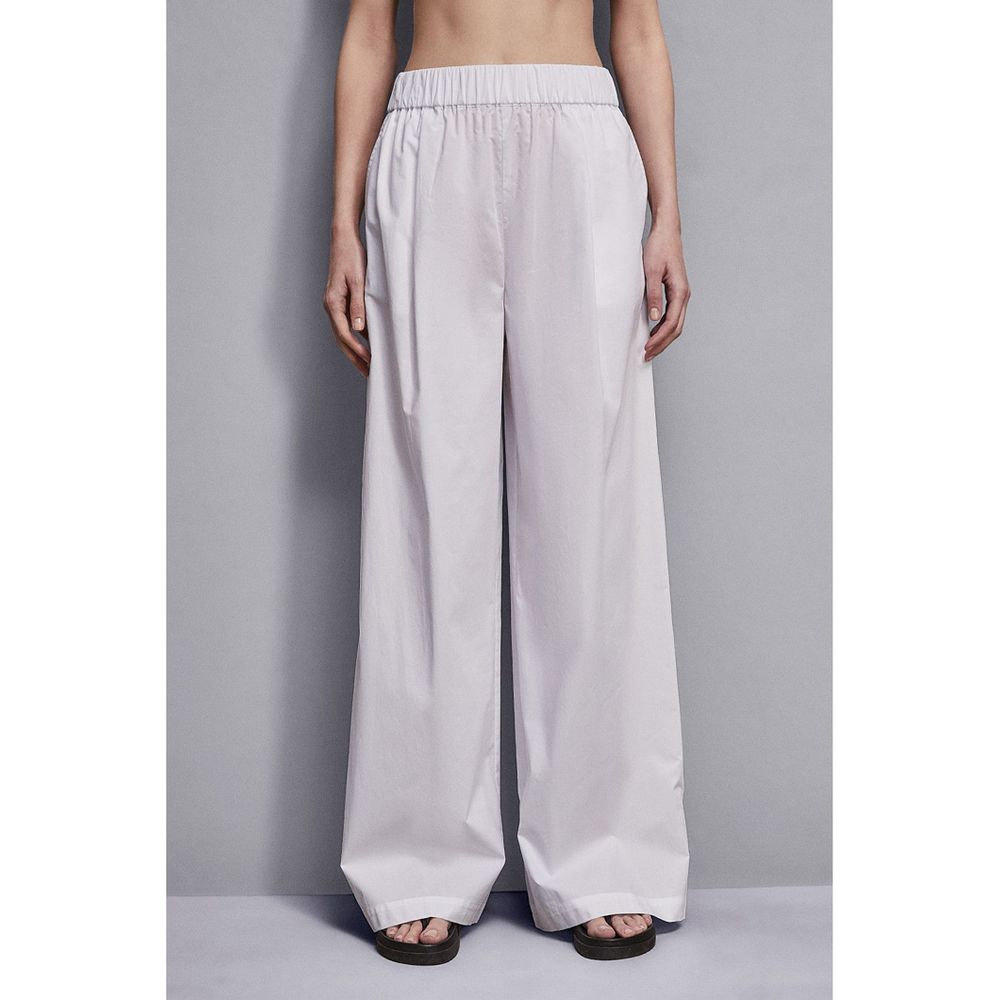 White Cotton Casual Pants