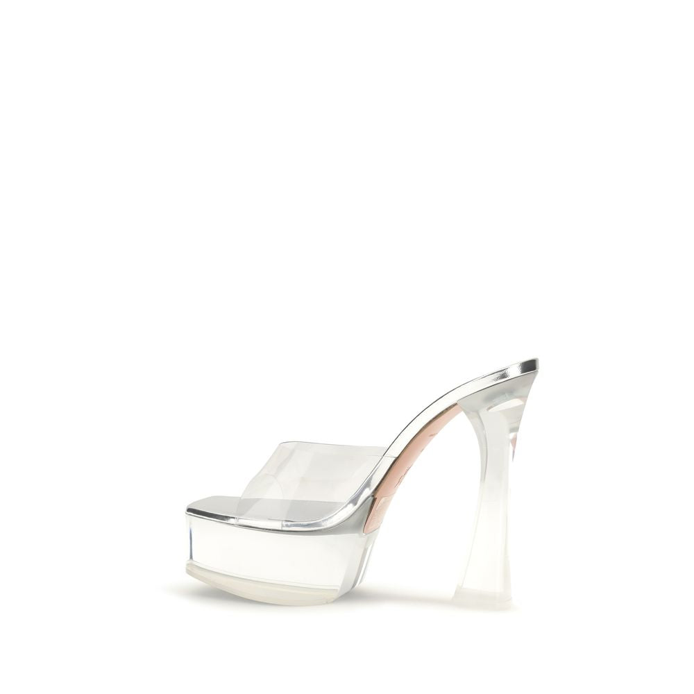 Silver Pvc Platform Sandals