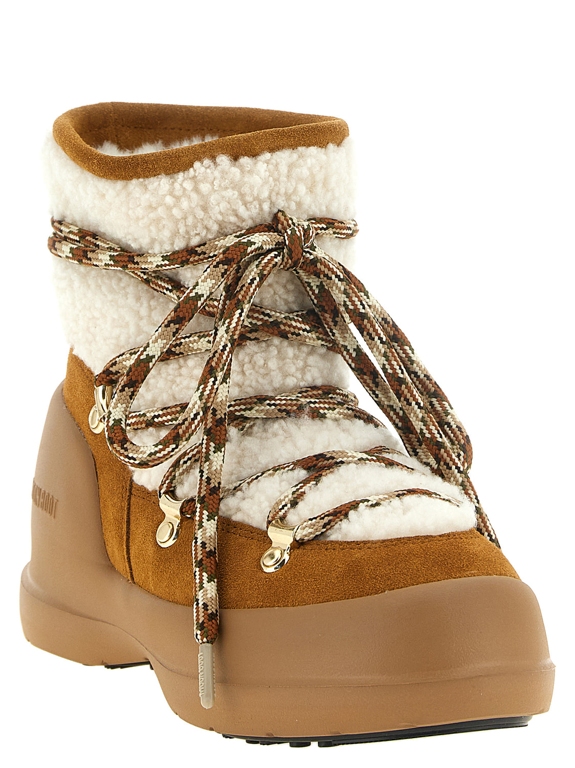Beige Lamb Fur Flat Boots