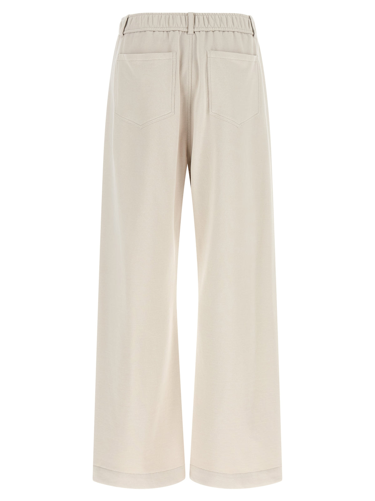 Beige Cotton Athletic Pants