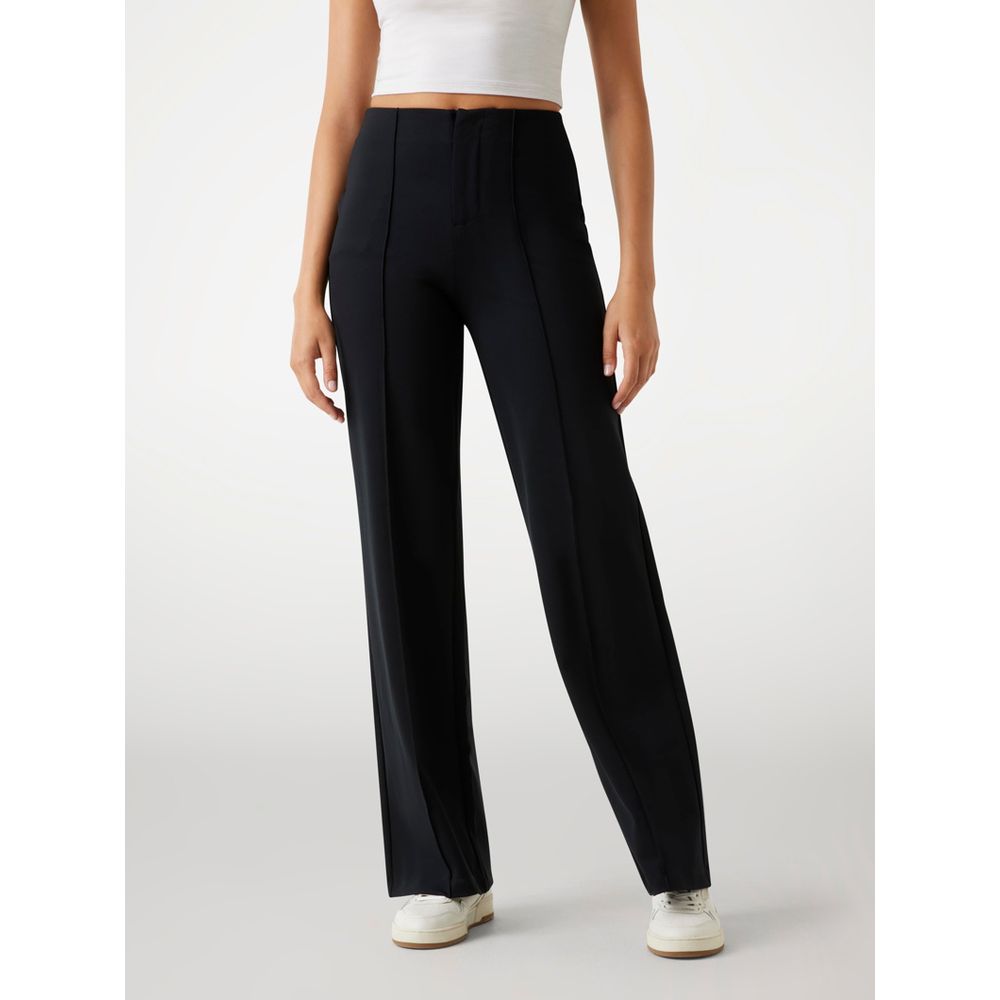 Black Polyamide Casual Pants