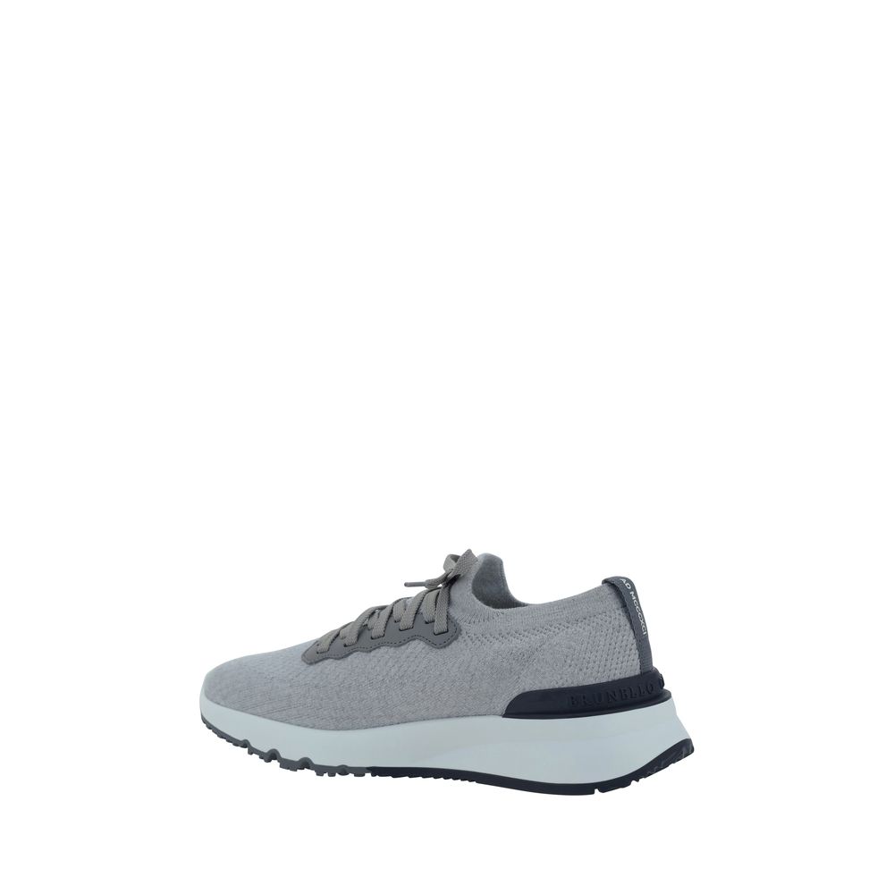 Gray Cotton Athletic Sneakers