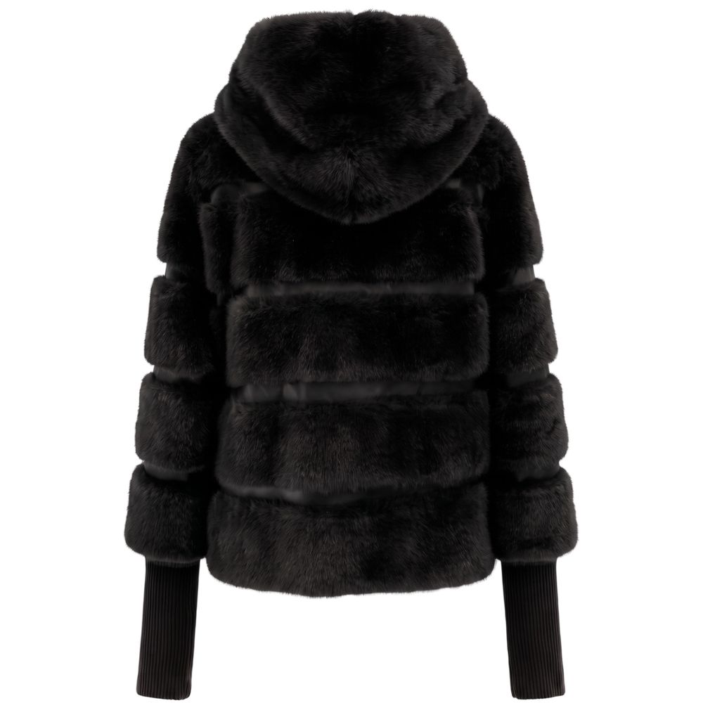 Black Polyester Women Jacket