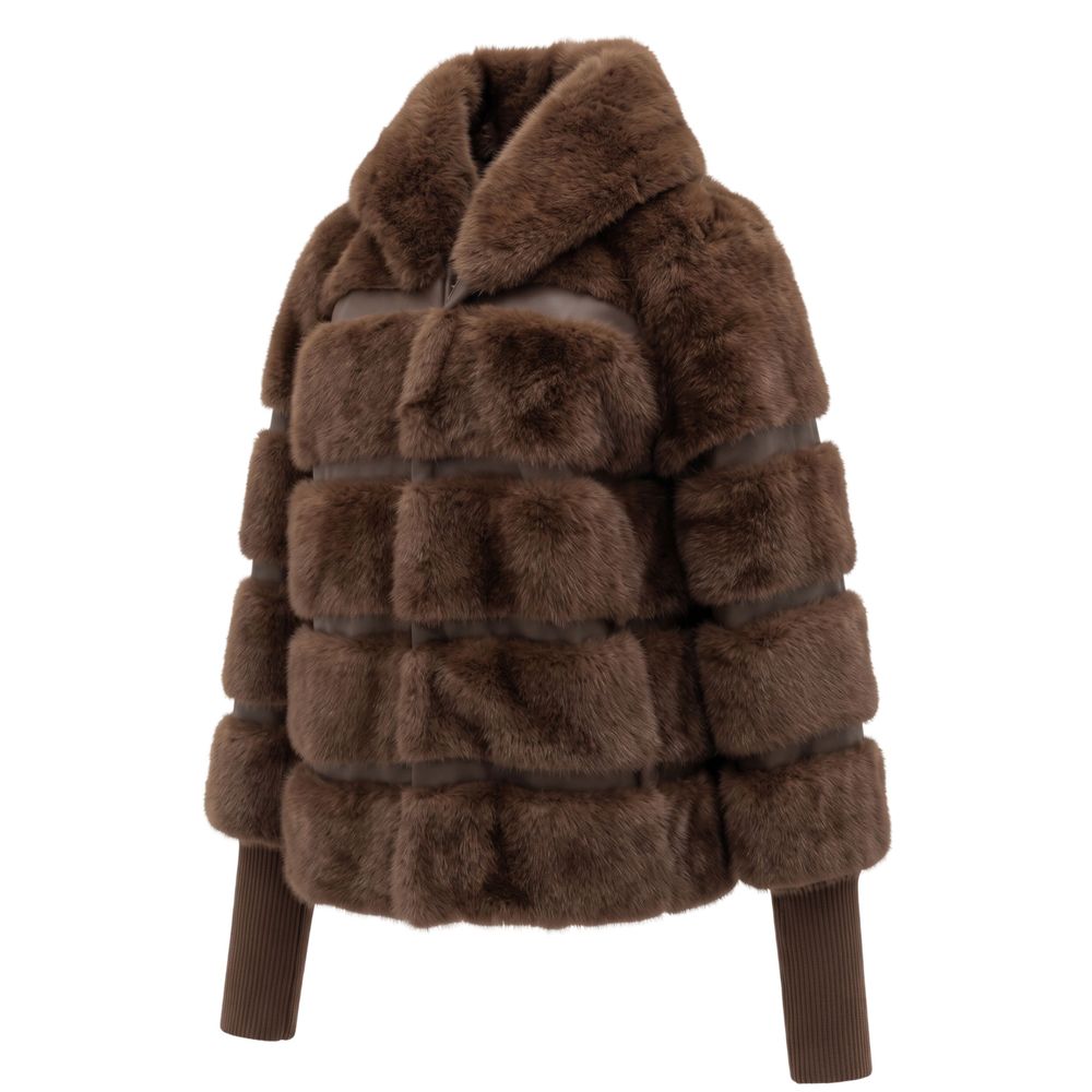 Brown Polyester Women Jacket