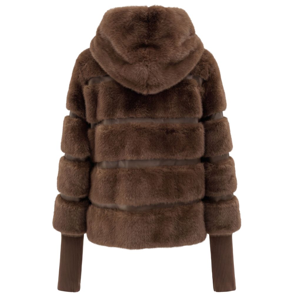 Brown Polyester Women Jacket