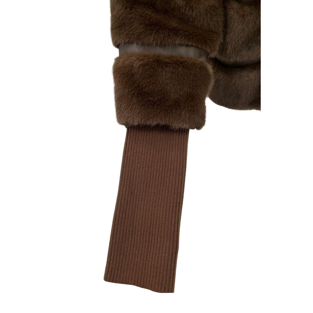 Brown Polyester Women Jacket