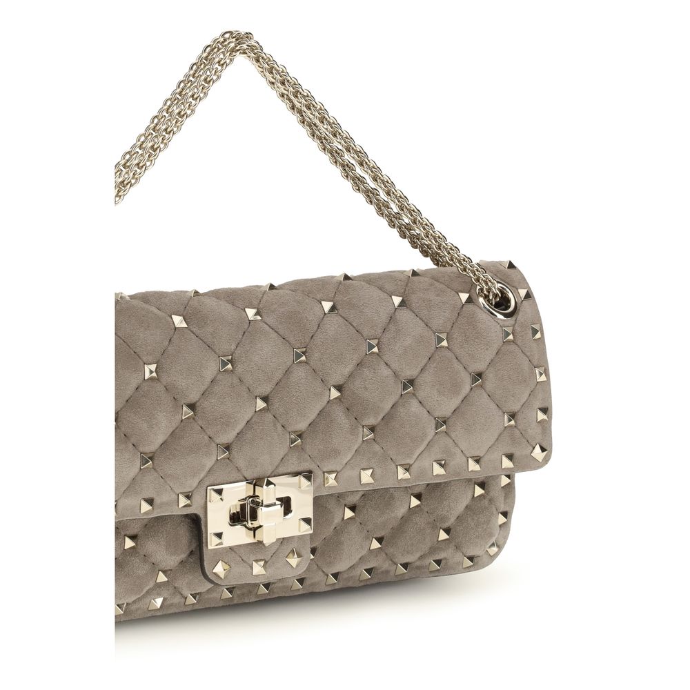 Gray Suede Leather Shoulder Bag