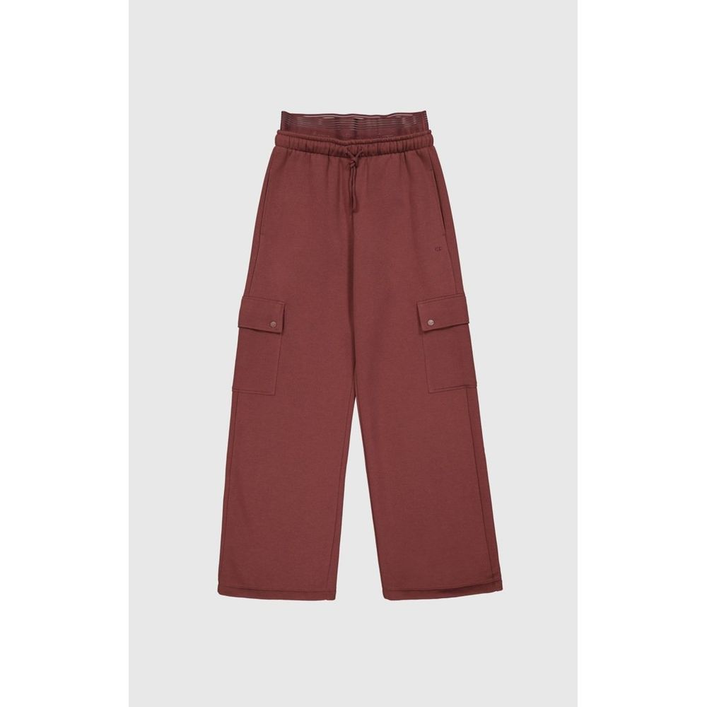Burgundy Cotton Cargo Pants